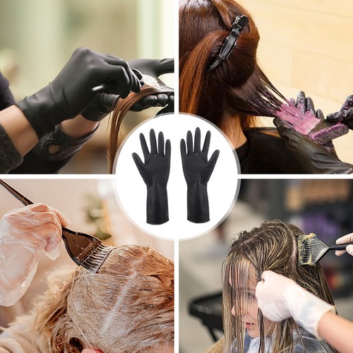 Gloves For Hair Perm Gloves For Hot Oil Silicone Latex Gloves Are Black And Thi - Afbeelding 5 van 12