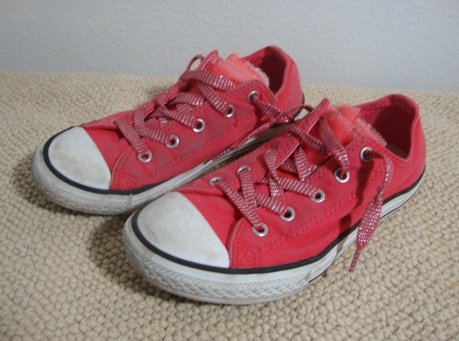 Sneakers CONVERSE rosa RUFFLE scarpe basse in tela scintillante ALL STAR stringate giovani 1