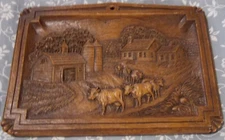 Americana Primitive OrnaWood Wall Hanging Cows Farmhouse Silos Granary '40s