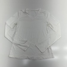 White Long Sleeve V-Neck T-Shirt Women's Size Medium