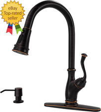 Oil Rubbed Bronze Kitchen Faucet with Soap Dispenser, Stainless Steel Kitchen Fa