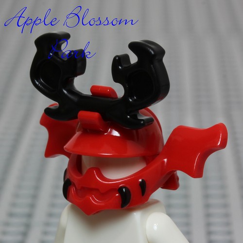 LEGO Ninjago WARRIOR HELMET Ninja Kozu Minifig Red Chin Guard Black Horns 70504 - Picture 7 of 10