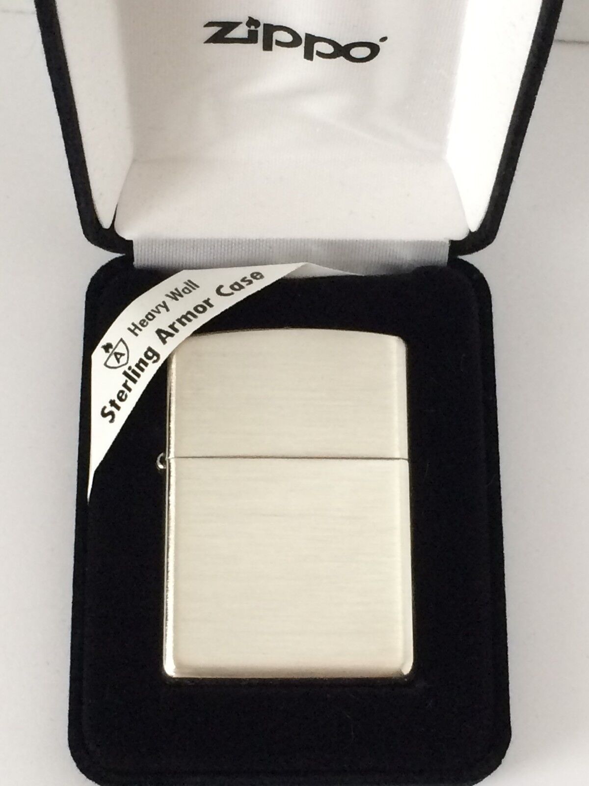 Armor Sterling Silver Zippo Lighter With Brushed Finish, # 27, New 