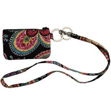 Vera Bradley Zip ID Lanyard Parisian Paisley Badge Holder Key Ring
