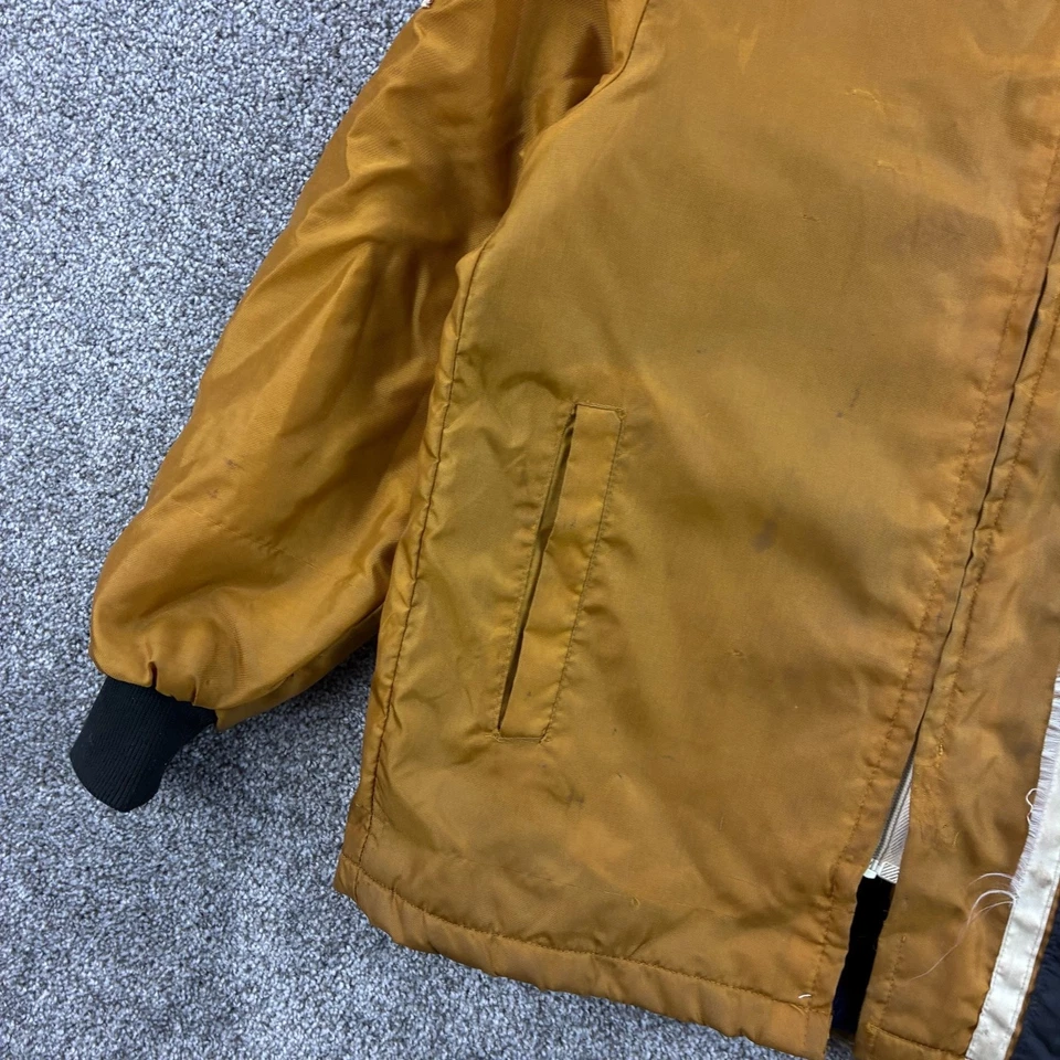 Chaqueta de Carreras Cadillac De Colección Para Hombre Mediana Oro Amarillo Forrada Sherpa Cremallera Completa Coche Foto 3 de 4