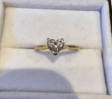 18ct Yellow Gold Bespoke Heart Diamond Ring Size M GIA Natural 0.73ct H SI1