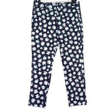 Old Navy Pixie Ankle Pants Daisy Floral Pullon Stretch Mid Rise Straight EUC 10