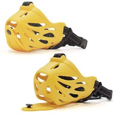 Petyouyou Dog Muzzle Basket Nylon Yellow XL Snout 10.75-12" Size XL