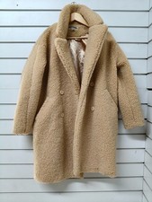 Miss Selfridge Women's Double Breasted Teddy Coat Small Camel Casual Wear