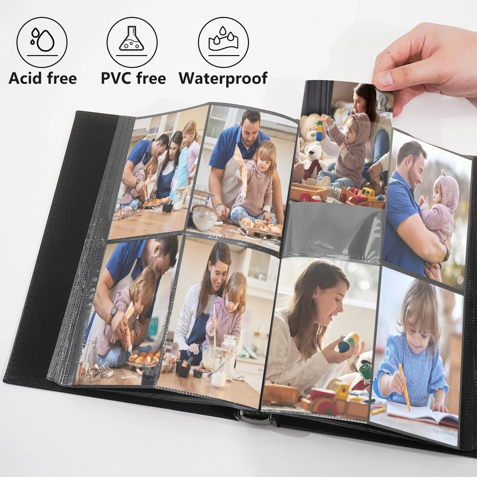 Álbum de fotos 400 4x6 fotos cubierta de cuero vegano libro de fotos bolsillos verticales para... Foto 4 de 4