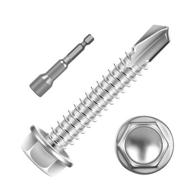 150 PCS #10x11/2 Inch 410 SS Flanged Hex Washer Head Self Drilling Screw