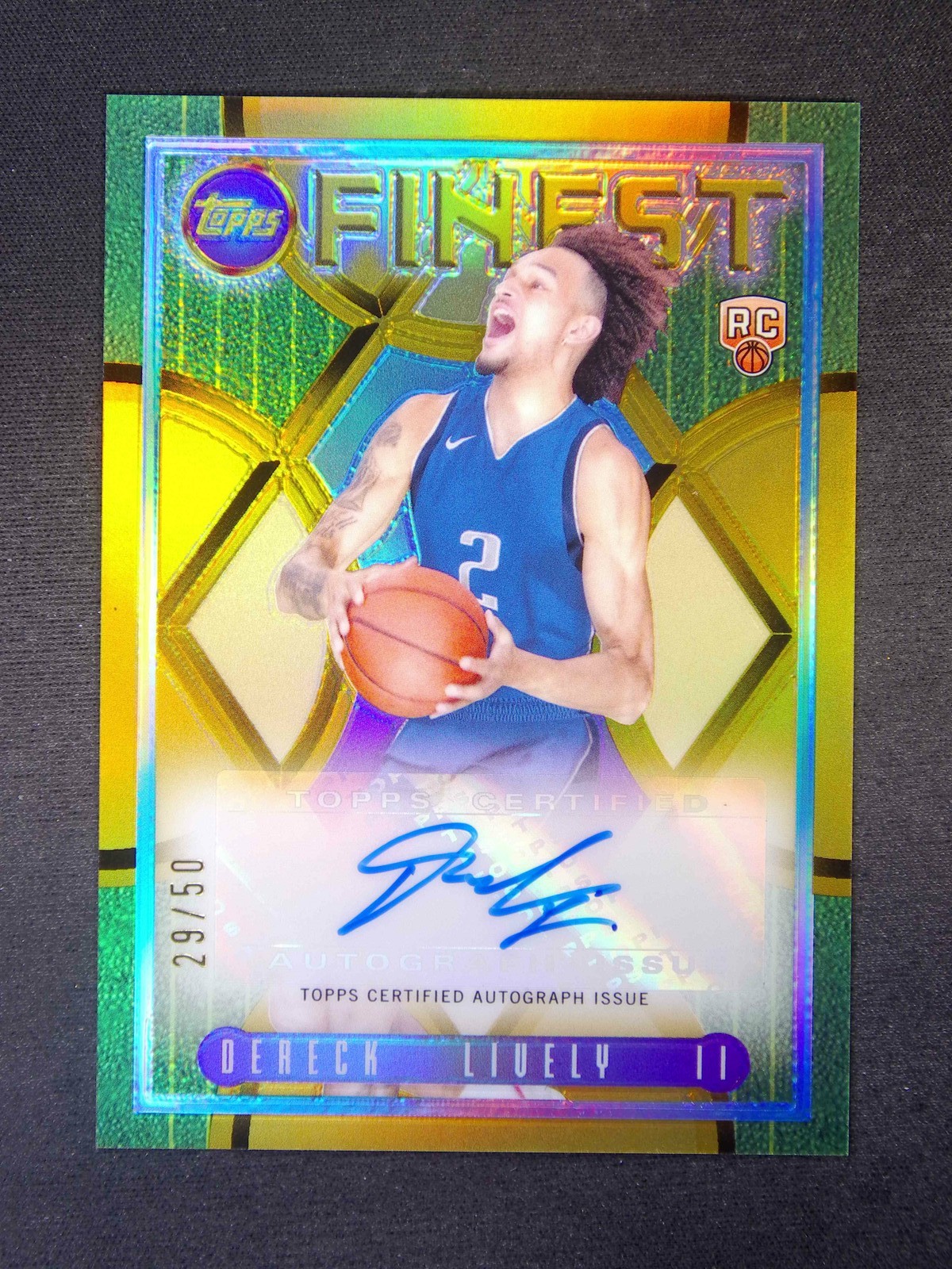 2023-24 Topps Finest Dereck Lively II RC Flashback Auto Gold Refractor /50