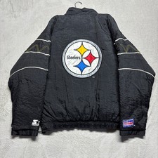 VTG 90s Starter Pro Line Pittsburgh Steelers Jacket 1/2 Zip Pullover Mens L EUC