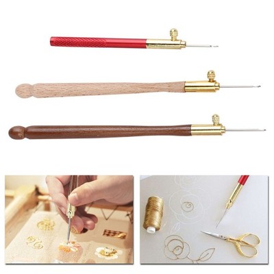 French Embroidery Needles Tambour Crochet Luneville Hook Hook with 3 Needl.