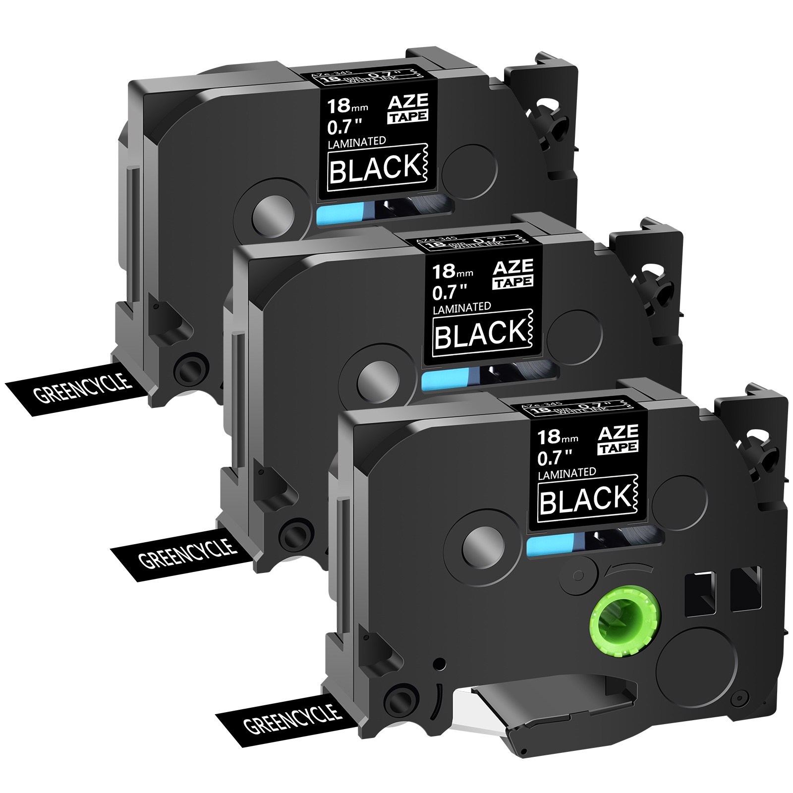 3P Compatible Brother PTouch Label Maker Tape TZe-345 TZ345 18MM Black Laminated