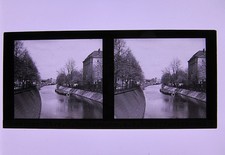 Berlin Sandkrugbrücke Schiffahrtkanal Antikes Glas  Stereo Bild  um 1900