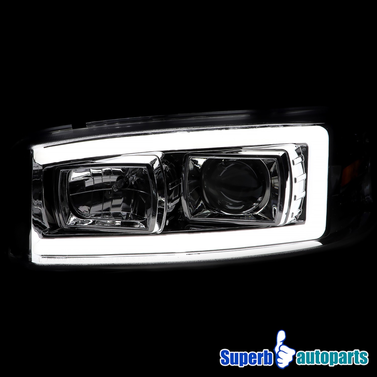 Fits 1999-2006 GMC Sierra Yukon Projector Headlights LED Strip+Bumper Lamps