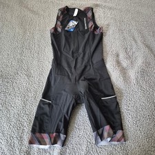 MY KILOMETRE Mens Triathlon Suit M Front Zip UPF 50 2 Side Pockets Chamois Gray