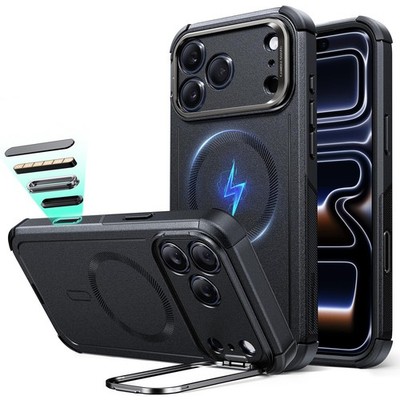 iPhone 17 Pro Phone Case 23ft Drop Protection MagSafe Black ESR Cyber Stand