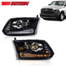 Fit For 2013-2018 Dodge Ram 1500 2500 3500 Black Projector Headlights W Led Drl