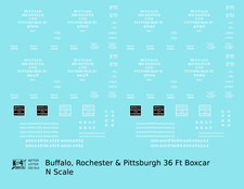 K4 N Scale Decals Buffalo, Rochester and Pittsburgh 36 Ft Wood Boxcar White