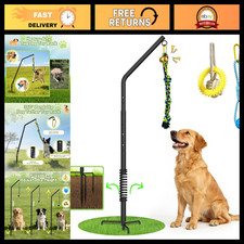 Outdoor Dog Rope Toy with Spring Pole - Tug of War Interactive Play for Energe