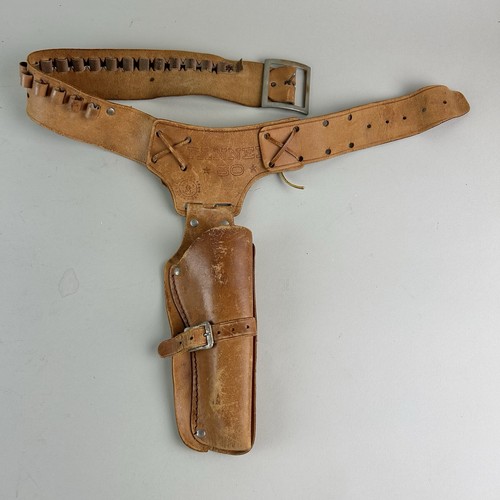 Vintage Original Mattel Fanner 50 Cap Belt Holster Leather Hide Bullet Holder