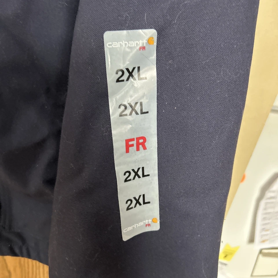 Carhartt FR Flame Resistant Duck Traditional Coat Quilt Lined Dark Blue 2XL - Image 4 of 4