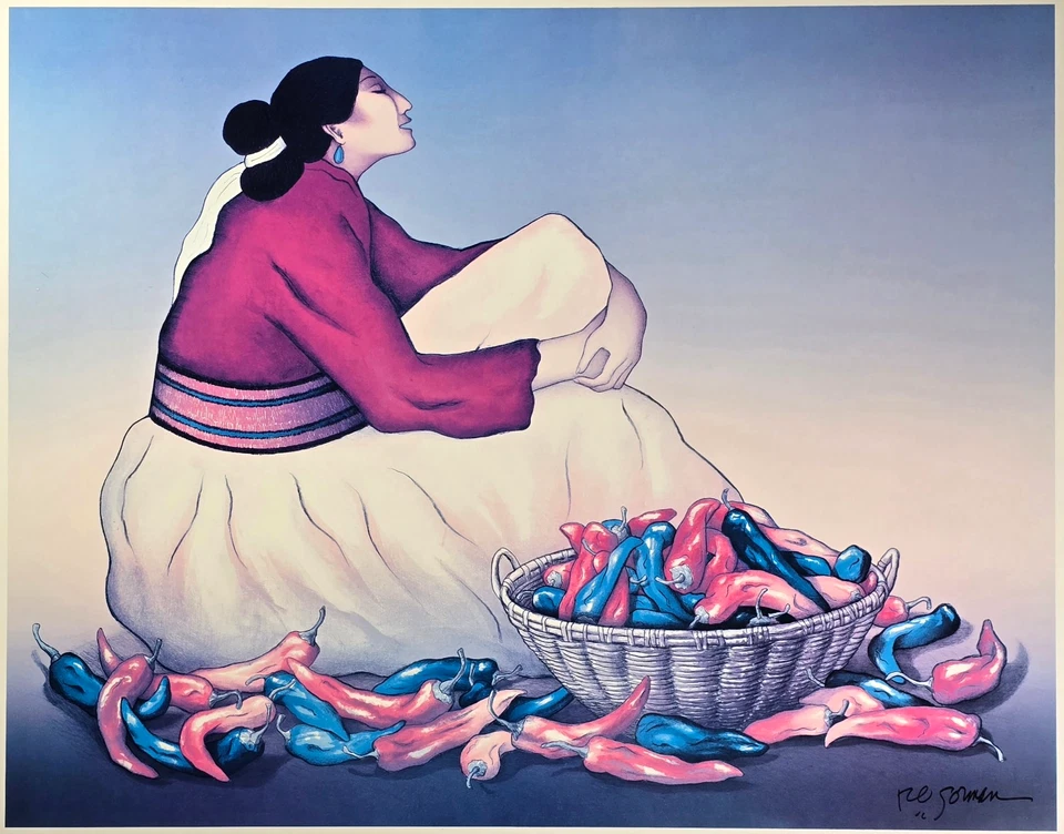 Impresión firmada "Chili Peppers" por R.C. Gorman ~ The Graphic Works Navajo 31" x 27" Foto 4 de 4