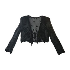 Vintage Black Beaded 100 Silk Bolero