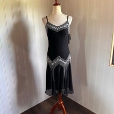 Vintage 90s/Y2K Fairy Black Beaded Midi Dress 6p