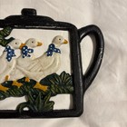 Vintage Cast Iron Goose Geese Trivet Painted Teapot — photo 6