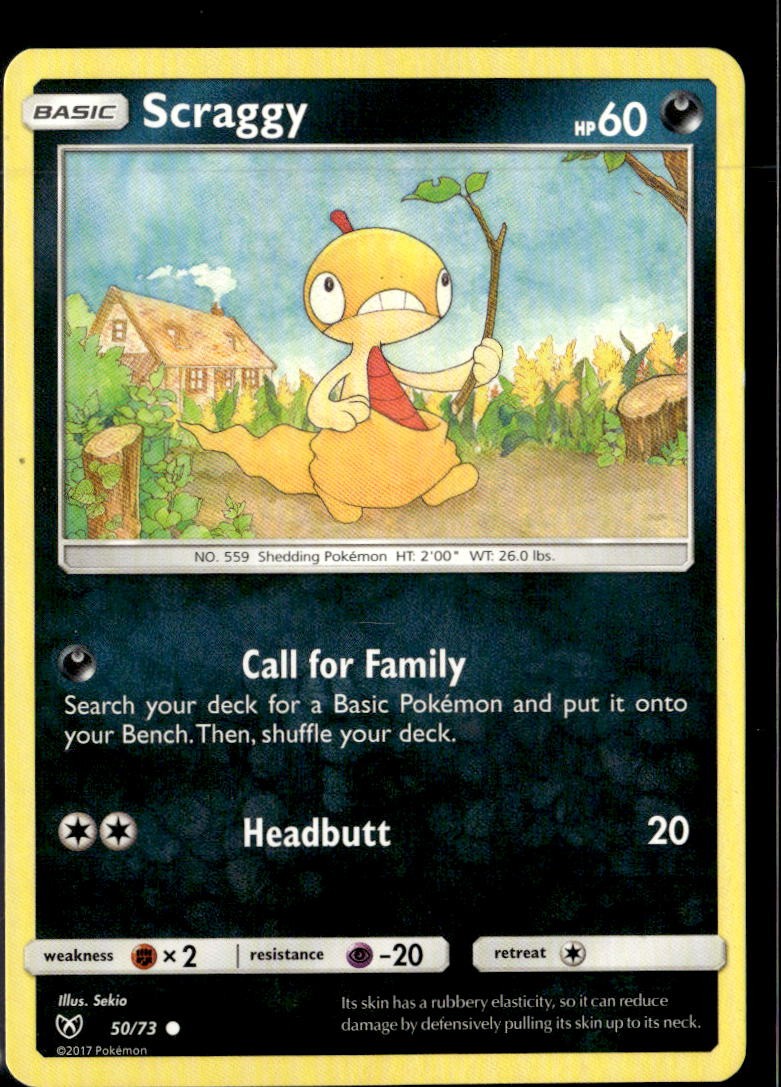Pokemon Scraggy 50/73 Shining Legends Non Holo Common  2 Card Lot LP
