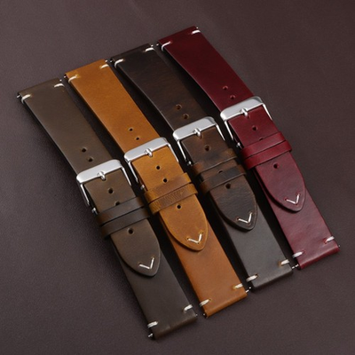 #ad Vintage Oil Waxed Cowhide Watch Strap Quick Release genuine Leather band 18 24mm $18.88