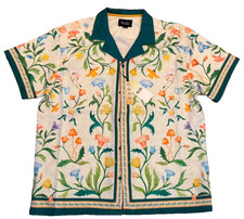 NUEVO CON ETIQUETAS $58 Camisa Malibu Drill Ropa Tela Texturizada Estampado Floral Talla 3XL
