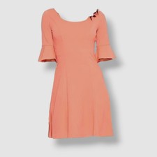 Donna Morgan Women's Orange Scoop Neck Flutter Sleeve A-Line Dress Size 4