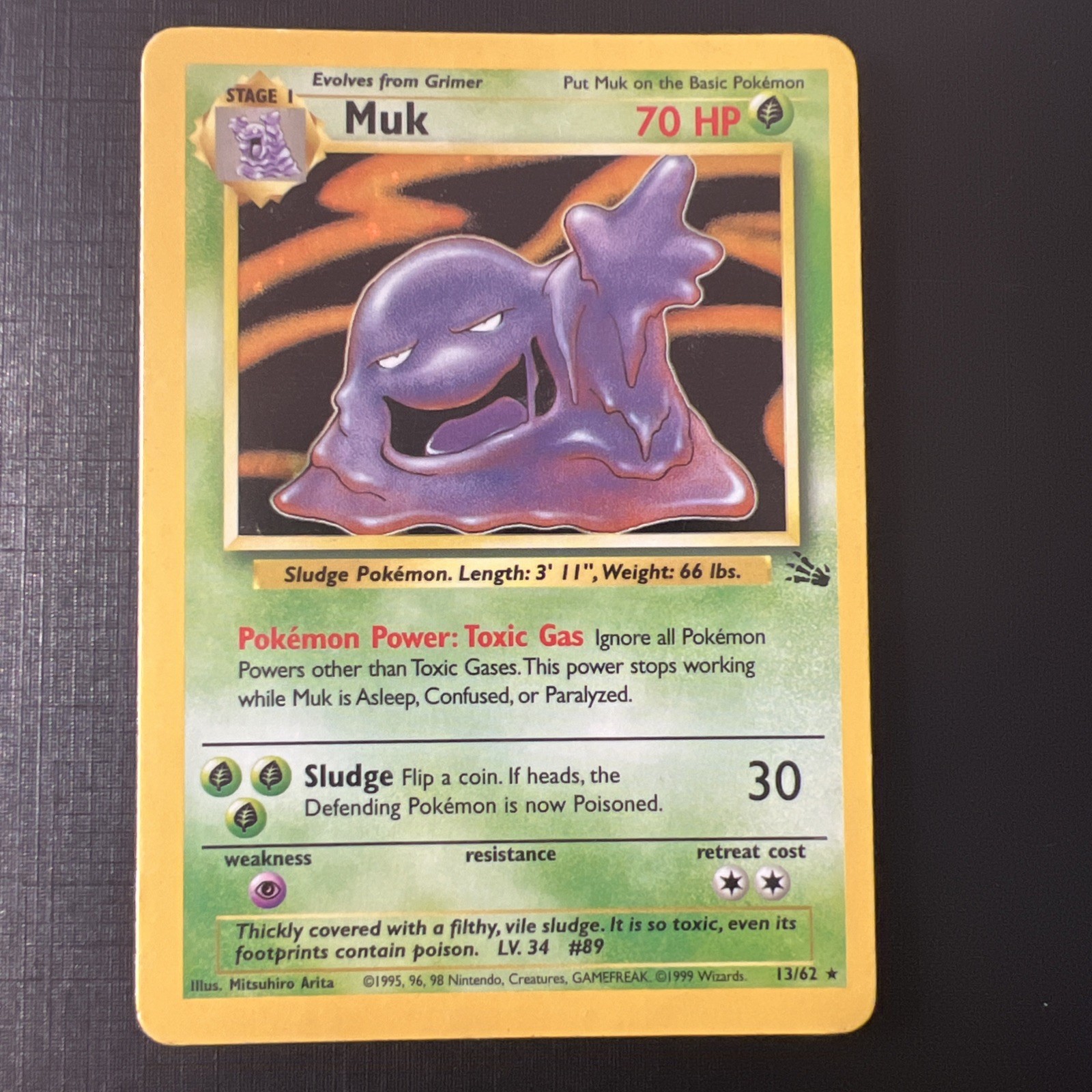 Pokemon Card Muk 13/62 Fossil HOLO RARE - HP