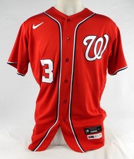 2022 Washington Nationals Alcides Escobar #3 Game Issued Pos Used Red Jersey 57