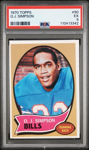 1970 Topps - O.J. Simpson #90 (RC) Rookie Card PSA 5 EX Buffalo Bills