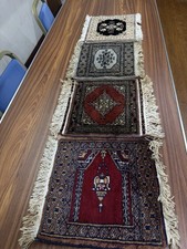 4 Vintage Oriental Carpet Mats Each One Between 12/13&rdquo;