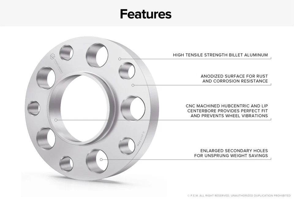 2pc 3/4" 5x130 Hubcentric Wheel Spacers | 71.6mm Hub | Fits Audi Porsche VW Foto 2 de 4