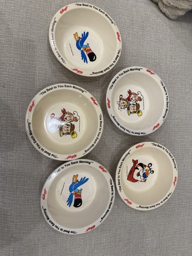1995 Vintage Kellogg’s Melamine Plastic Cereal Bowls 5 Pieces