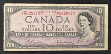 Canada $10 Bill 1954 Pick-79 Queen Elizabeth II