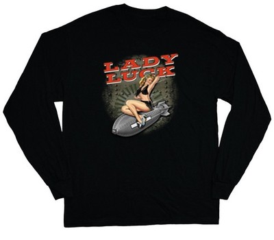 Lady Luck Pin Up Vintage Tattoo  Design Long Sleeve T-Shirt  Long Arm Gift Tee