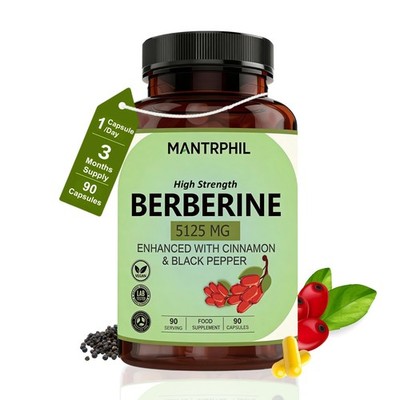 Berberin HCL hochpotente Kapseln (98% rein) - 5125 mg gesamt | 90 Kapseln