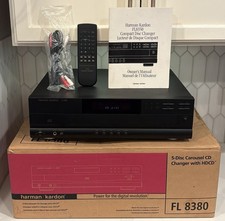 Vintage Harman Kardon FL-8350 CD Changer 5 Disc W/Remote Manual Box See Video
