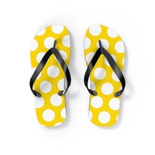 Yellow Polka Dot Flip Flops   Summer Beach Sandals