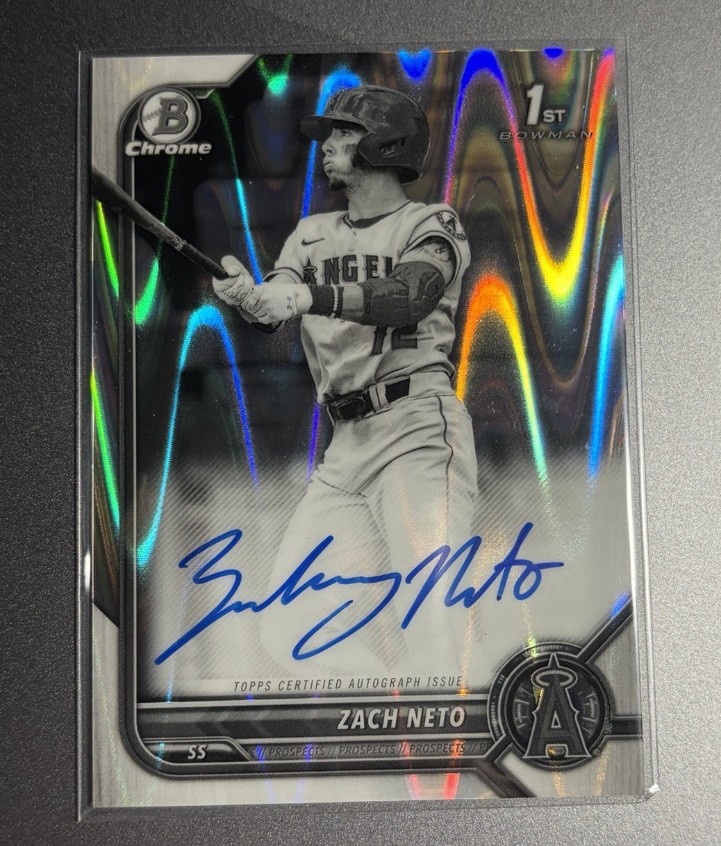 2022 Zach Neto Bowman 1st Chrome Draft Black White Raywave Refactor Auto SSP