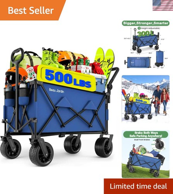 #ad #ad Heavy Duty 500 lbs Collapsible Beach Wagon with All Terrain Wheels amp; Cup Holders $251.99