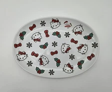 New Christmas Hello Kitty Santa Hat Mistletoe Oval Serving Plate, Zrike, Sanrio